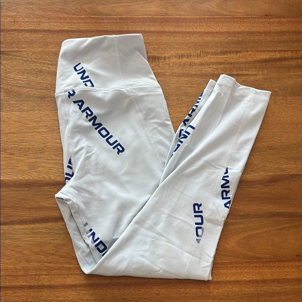 Under Armour Blue Leggings with Logo Pattern